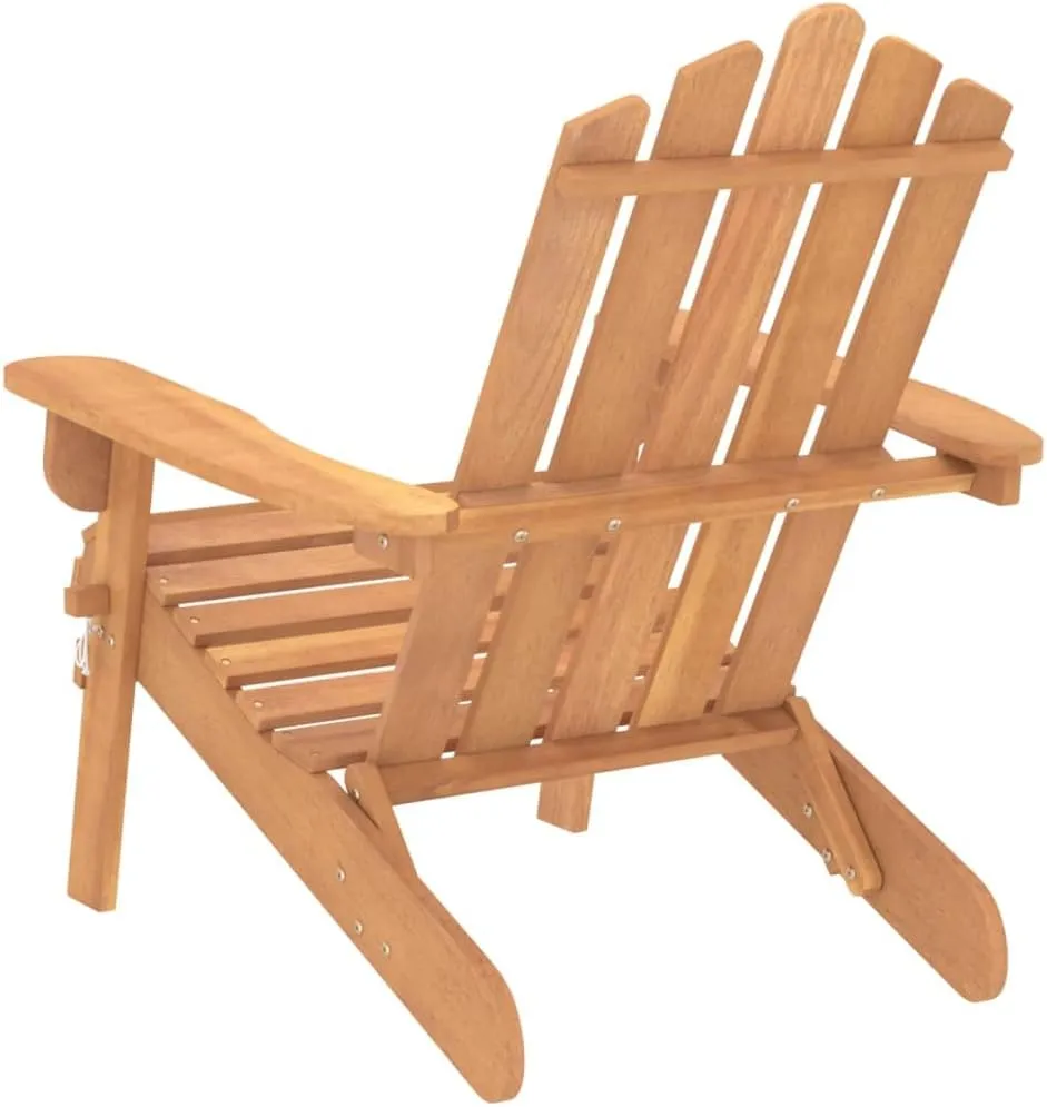 Solid Acacia Wood Adirondack Chairs 2-Piece Set Foldable Patio Furniture Outdoor Lounge Chairs with Contoured Seats for Garden Beach Poolside