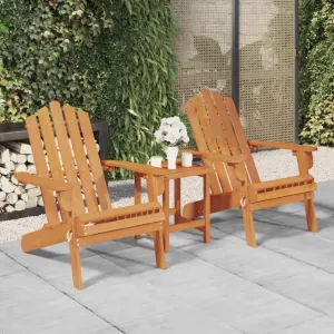 Solid Acacia Wood Adirondack Chairs 2-Piece Set Foldable Patio Furniture Outdoor Lounge Chairs with Contoured Seats for Garden Beach Poolside