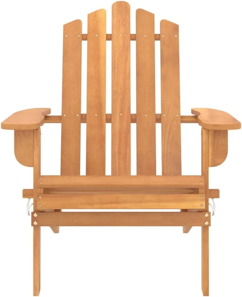 Solid Acacia Wood Adirondack Chairs 2-Piece Set Foldable Patio Furniture Outdoor Lounge Chairs with Contoured Seats for Garden Beach Poolside