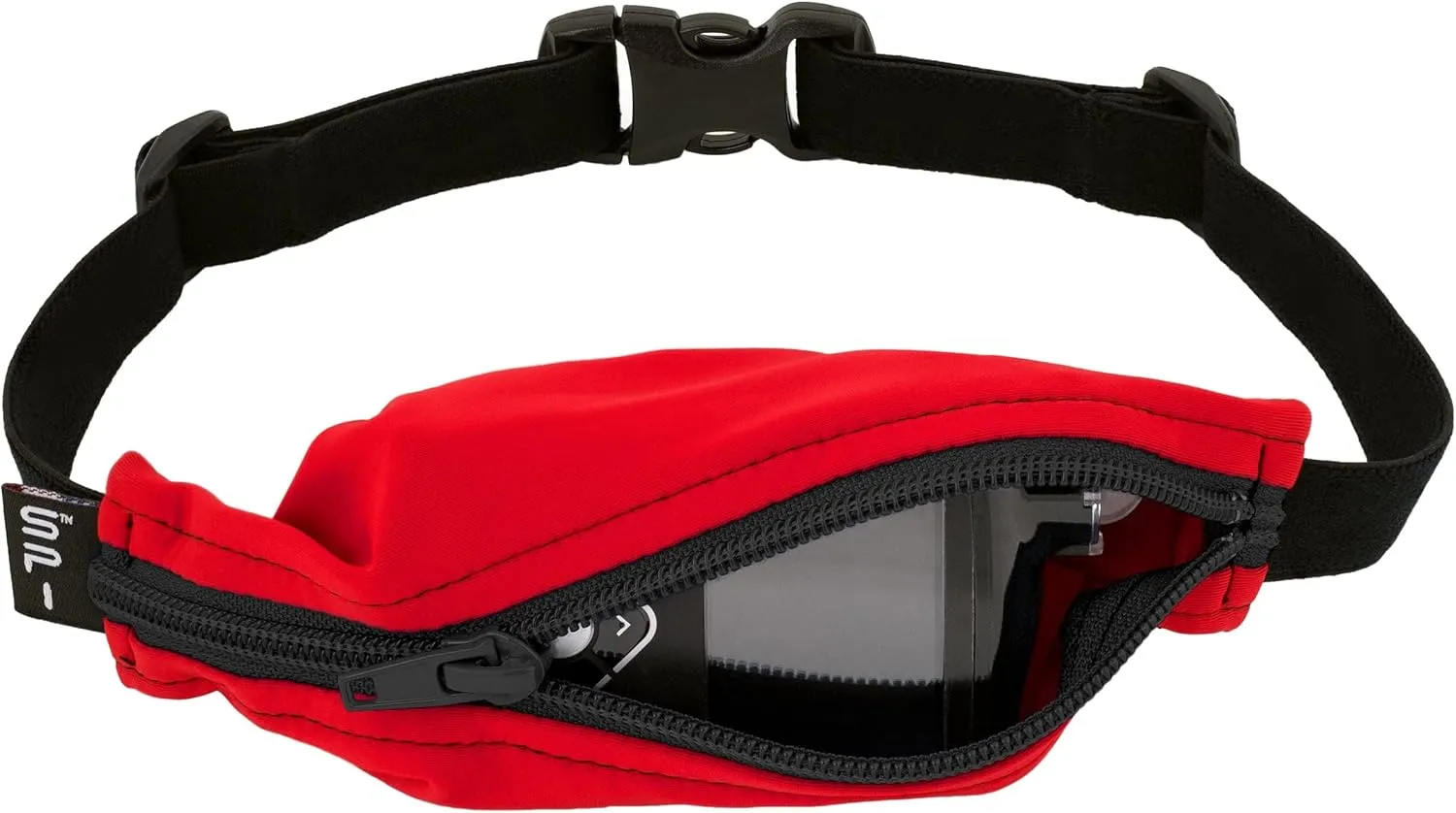 SPIbelt Kids Pocket Belt, Expandable Pocket, Adjustable Waist, No Bounce, No Logo Band, Red with Black Zipper