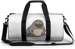 Sport Gym Duffle Travel Bag for Women Men Overnight Weekender Bag with Shoe Compartment,Wet Pocket Cute Walrus