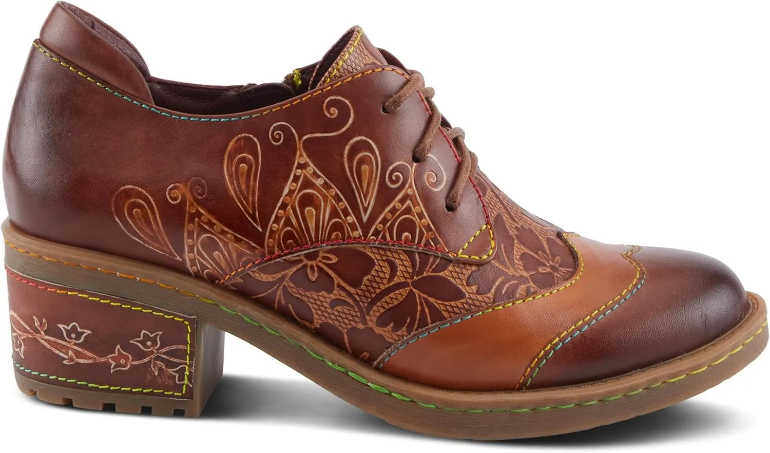 Spring Step L'Artiste Briteetoe Women's Oxford Bootie - Artistic Accents, Embossed Handpainted Details, Versatile & Comfortable