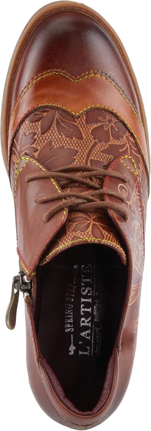 Spring Step L'Artiste Briteetoe Women's Oxford Bootie - Artistic Accents, Embossed Handpainted Details, Versatile & Comfortable