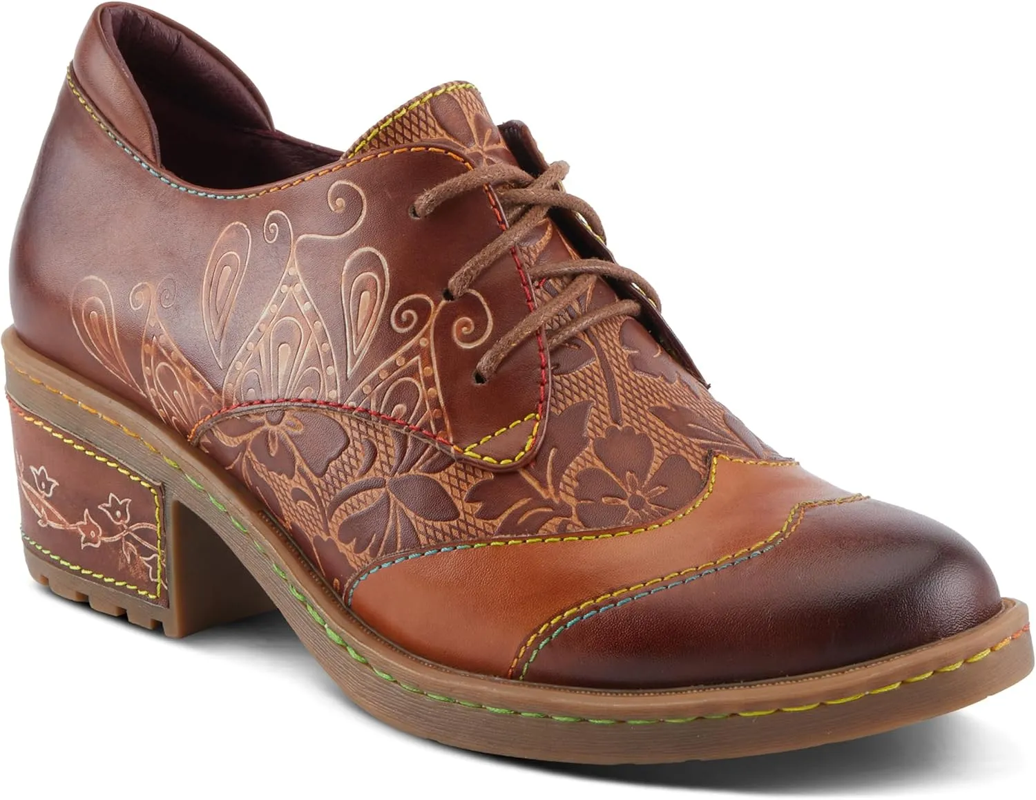 Spring Step L'Artiste Briteetoe Women's Oxford Bootie - Artistic Accents, Embossed Handpainted Details, Versatile & Comfortable