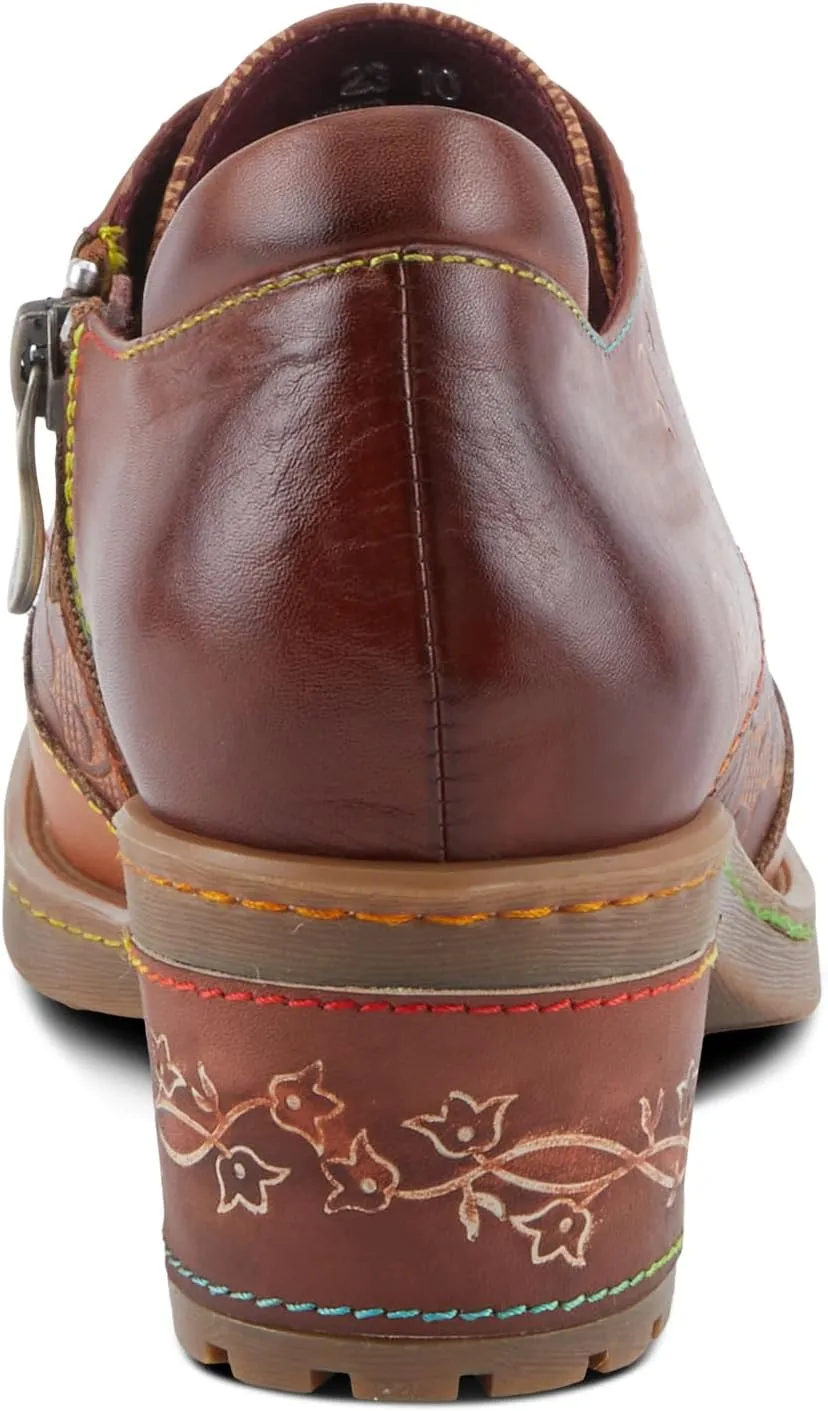 Spring Step L'Artiste Briteetoe Women's Oxford Bootie - Artistic Accents, Embossed Handpainted Details, Versatile & Comfortable