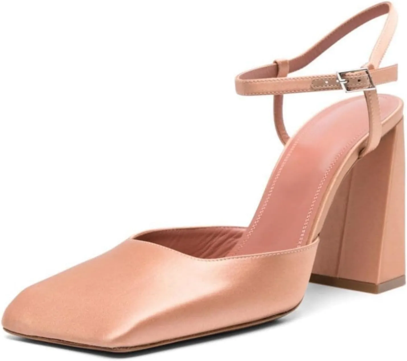 Square Closed Toe Satin Pumps Shoes for Women,Chunky High Heel Adjustable Buckle Block with Ankle Strap Heel Sandals Slip On Mary Janes Pumps Fashion Dress Office Evening Party Bride Wedding Shoes