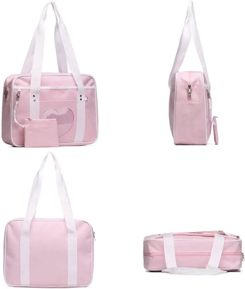 STEAMEDBUN Kawaii Ita Bag Japanese School Bag Cute Tote Bag Large Shoulder Anime Heart Purse