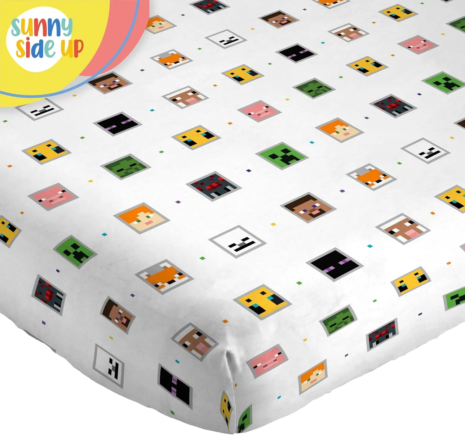 Sunny Side Up Minecraft Creeper & Animals Twin Sheet Set - 3 Piece Kids Bedding Set Includes Pillow Cover - Super Soft Microfiber Sheets