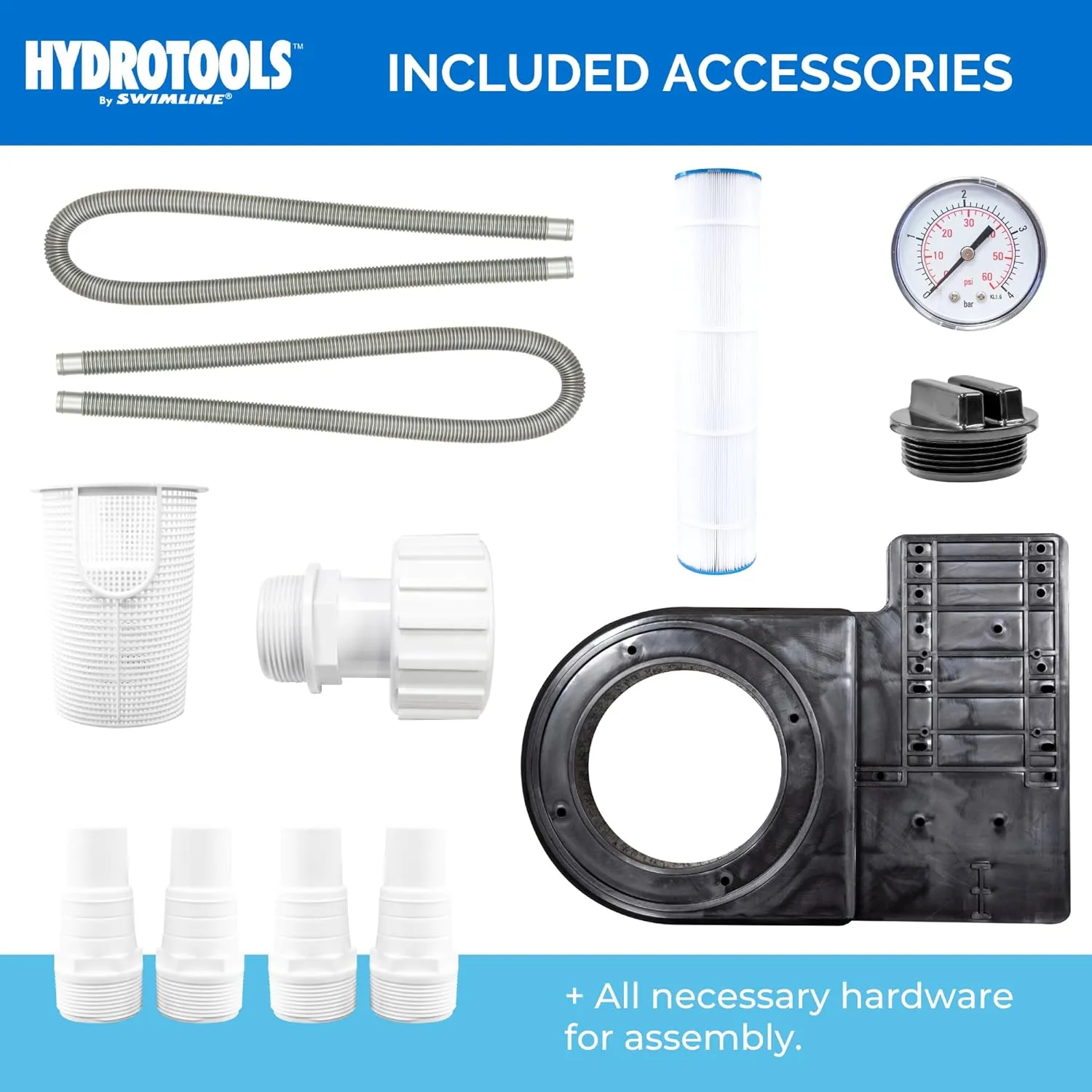 SWIMLINE HYDROTOOLS Above-Ground Pool Cartridge Filter, Sure-Flo 100 Sq Ft w/ 1.5 HP Pump, Pools up to 40,000 Gallons