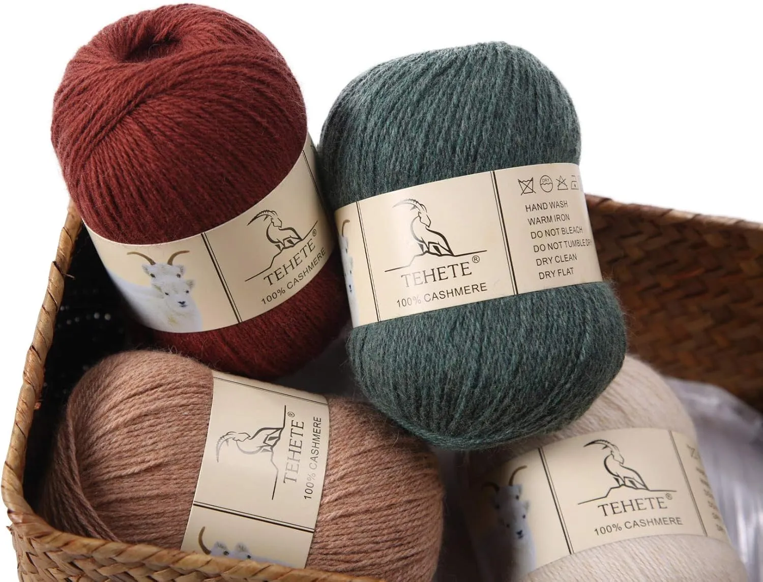 TEHETE 100% Cashmere Yarn for Crocheting 3-Ply Warm Soft Luxurious Fuzzy Knitting Yarn (Caramel)