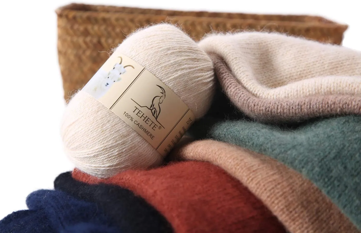 TEHETE 100% Cashmere Yarn for Crocheting 3-Ply Warm Soft Luxurious Fuzzy Knitting Yarn (Caramel)