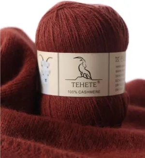 TEHETE 100% Cashmere Yarn for Crocheting 3-Ply Warm Soft Luxurious Fuzzy Knitting Yarn (Caramel)
