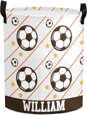 Tennis Ball Personalized Waterproof Foldable Laundry Basket Bag with Handle, Custom Collapsible Clothes Hamper Storage Bin for Toys Laundry Dorm Travel Bathroom