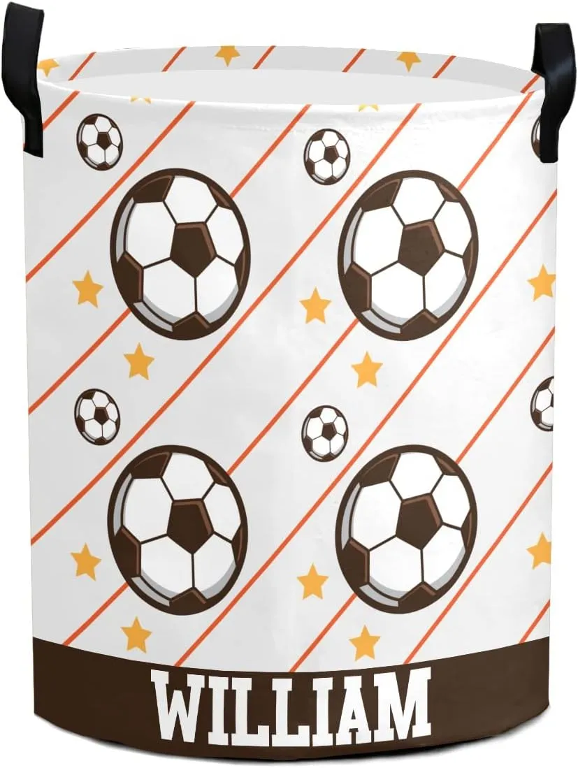 Tennis Ball Personalized Waterproof Foldable Laundry Basket Bag with Handle, Custom Collapsible Clothes Hamper Storage Bin for Toys Laundry Dorm Travel Bathroom