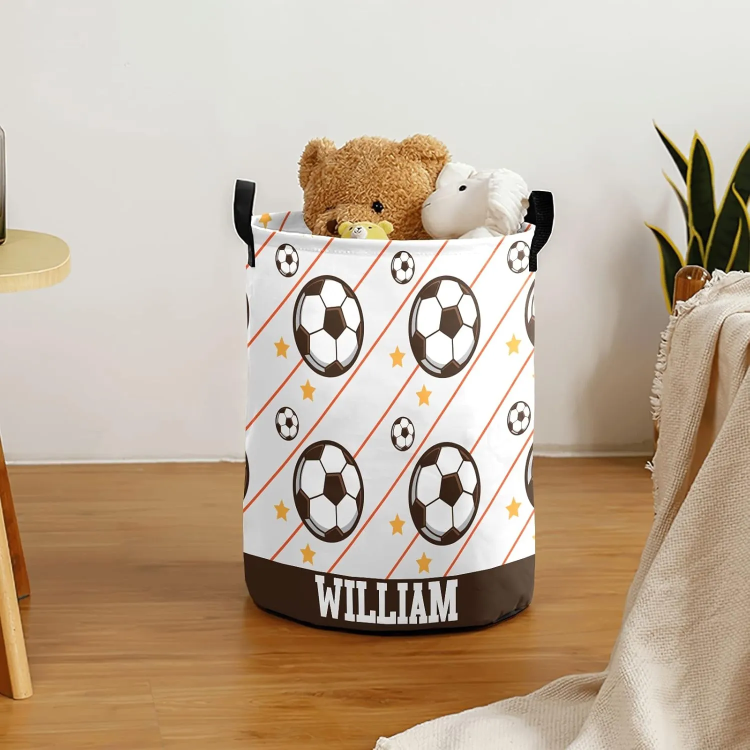 Tennis Ball Personalized Waterproof Foldable Laundry Basket Bag with Handle, Custom Collapsible Clothes Hamper Storage Bin for Toys Laundry Dorm Travel Bathroom