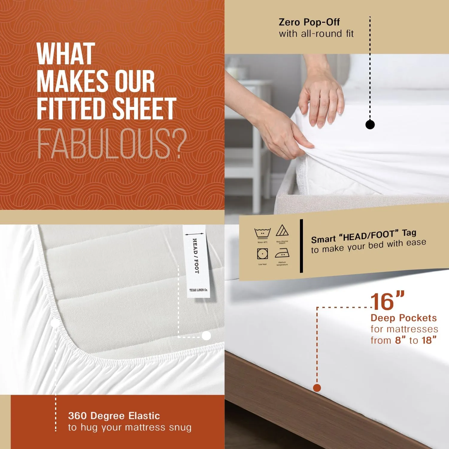 TEXAS LINEN CO. Luxury Egyptian Cotton Queen Size Sheet Set - 600 Thread Count 4 PC Deep Pocket Fitted and Flat Sheets, Soft, Cooling Extra Long Staple Hotel-Quality Bedding with Sateen Weave - White