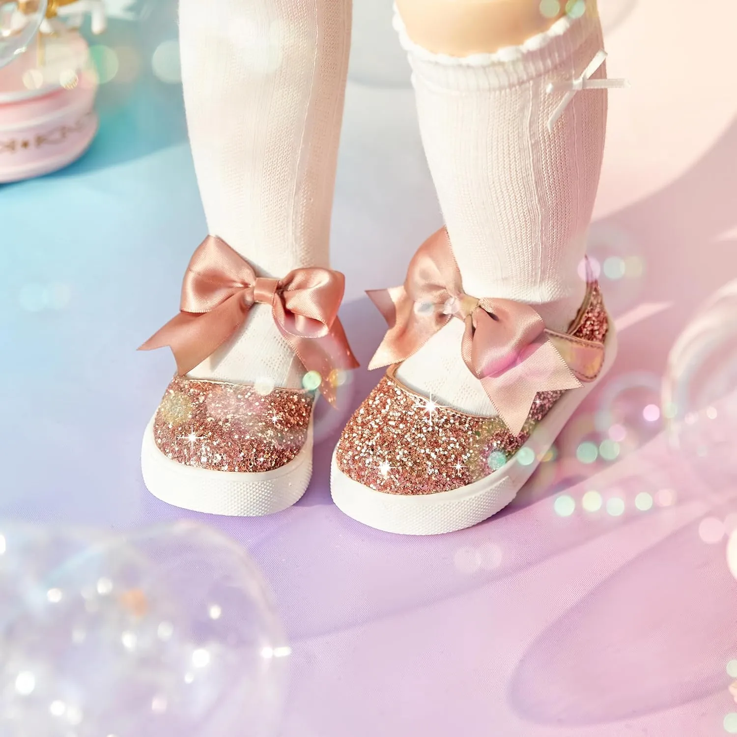THEE BRON Toddler Shoes Girls Glitter Fashion Sneakers Sparkly Sequin Casual Shoes