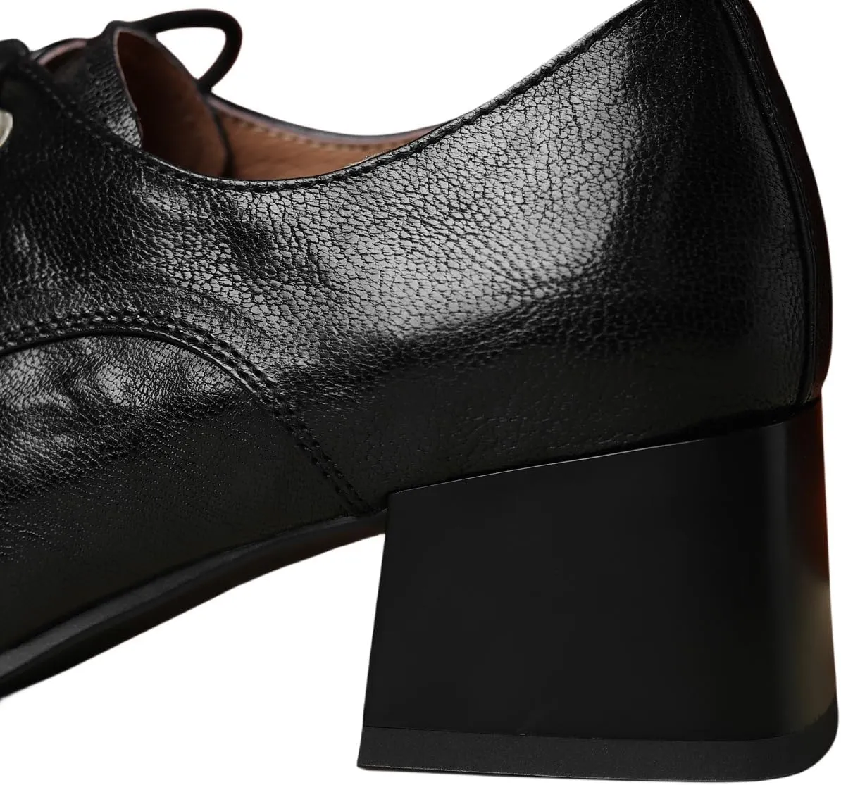 TinaCus Women's Square Toe Genuine Leather Handmade Selftie Low Chunky Heels Retro Oxford Shoes