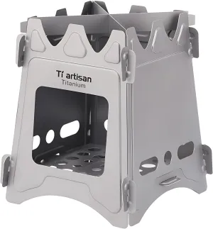 Titanium Wood Burning Stove, Camping Stove, Foldable Titanium Portable Backpacking Stove for Outdoor Camping Picnic BBQ