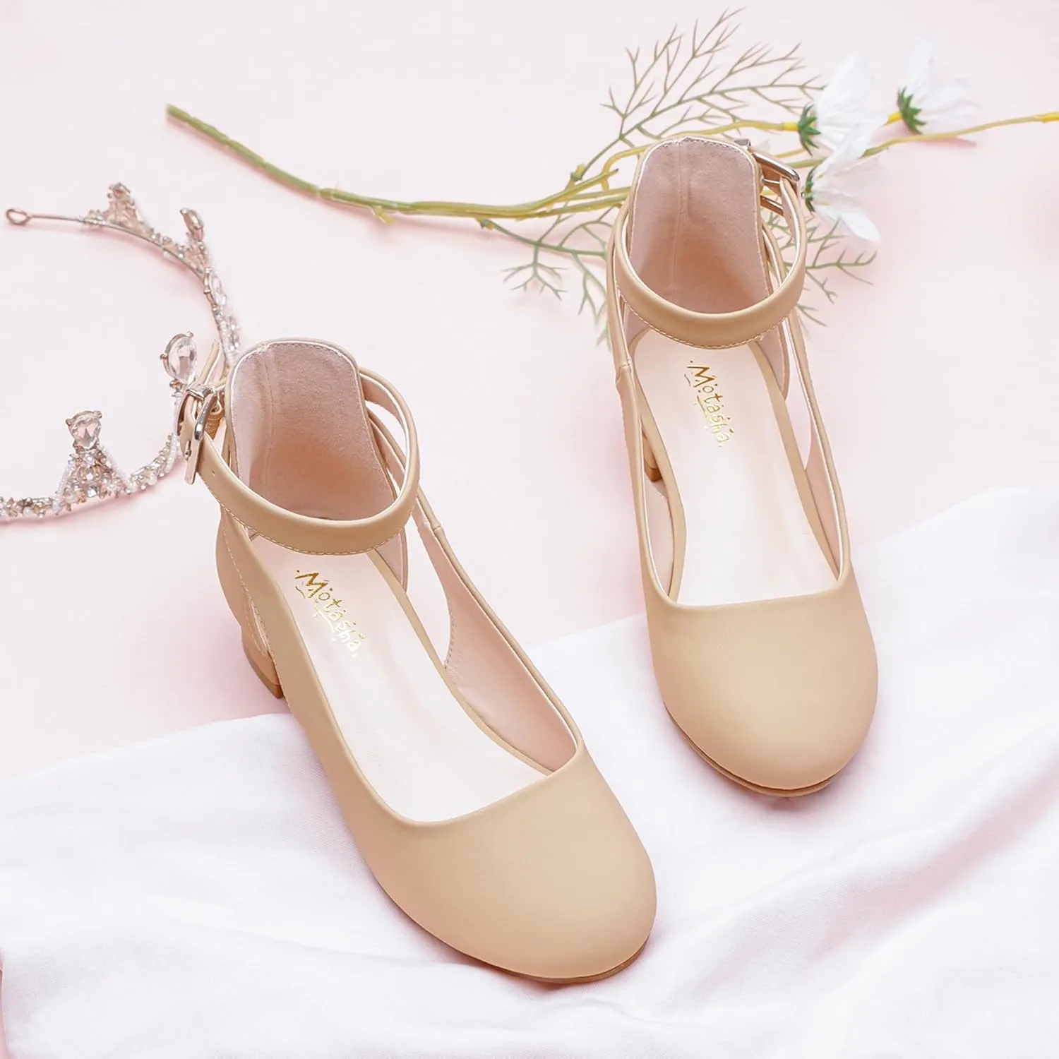 Toddler Girls Dress Shoes Flower Princess Shoes Girls Pump Low Heels Party Wedding for Little Big Kid
