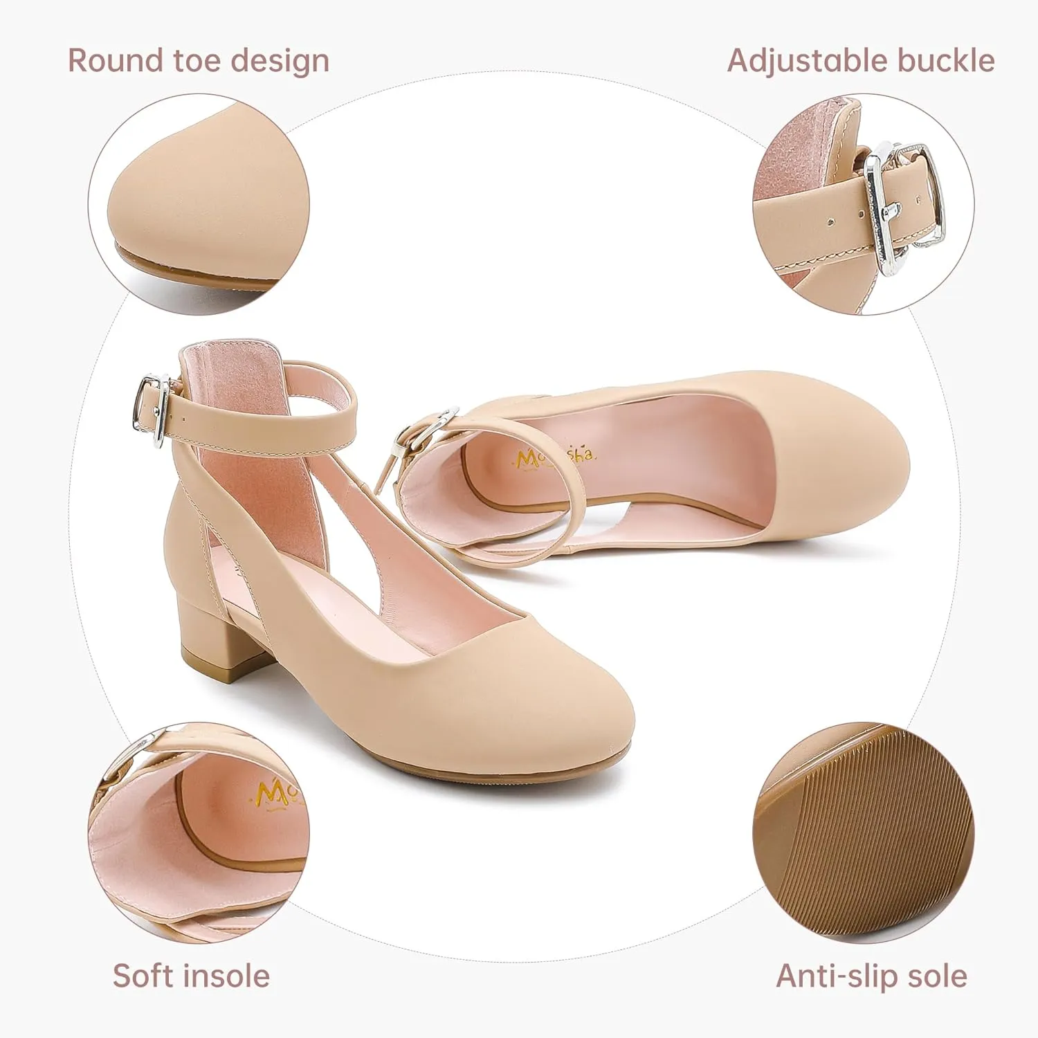 Toddler Girls Dress Shoes Flower Princess Shoes Girls Pump Low Heels Party Wedding for Little Big Kid