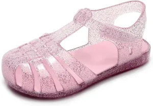 Toddler Girls Jelly Sandals Summer Outdoor Closed Toe Soft Rubber Sole Beach Water Shoes Mary Jane Dress Princess Flat