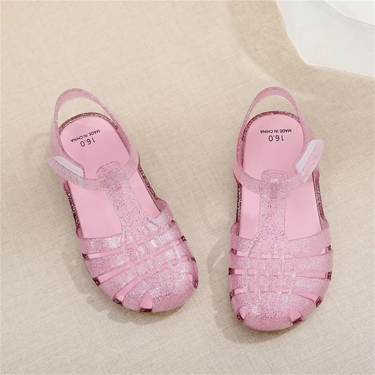Toddler Girls Jelly Sandals Summer Outdoor Closed Toe Soft Rubber Sole Beach Water Shoes Mary Jane Dress Princess Flat