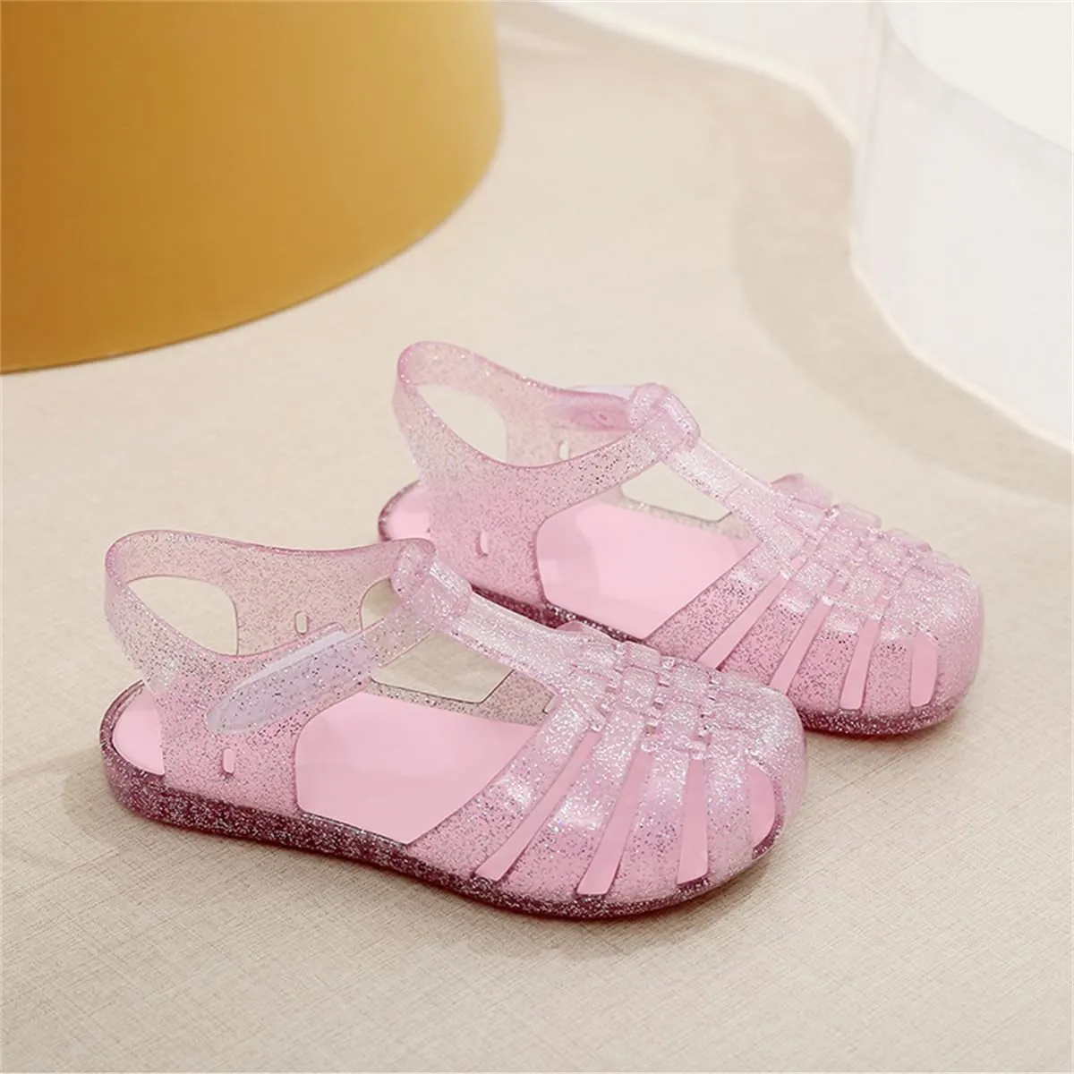 Toddler Girls Jelly Sandals Summer Outdoor Closed Toe Soft Rubber Sole Beach Water Shoes Mary Jane Dress Princess Flat