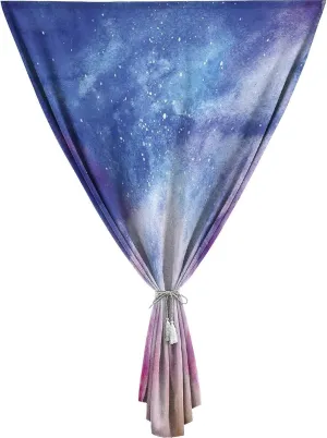 Travel Windows Blackout Curtain, Navy and Blush Curtain Shades, Watercolor Style Starry Space Galaxy Nebula Abstract Print Adjustable Temporary Blackout Shades,24W x40L Inches, for Kids Bedroom