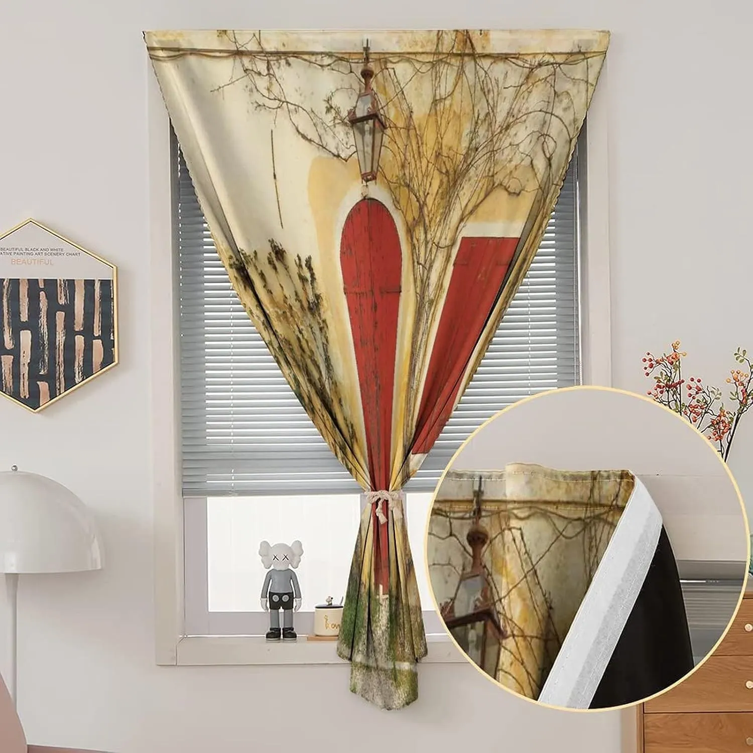Travel Windows Blackout Curtain, Shutters Curtain Shades, Doorway with Blinded Door and Window Rural Tuscan House Italy Europe Print Adjustable Temporary Blackout Shades,59W x84L Inches, for Bathroom