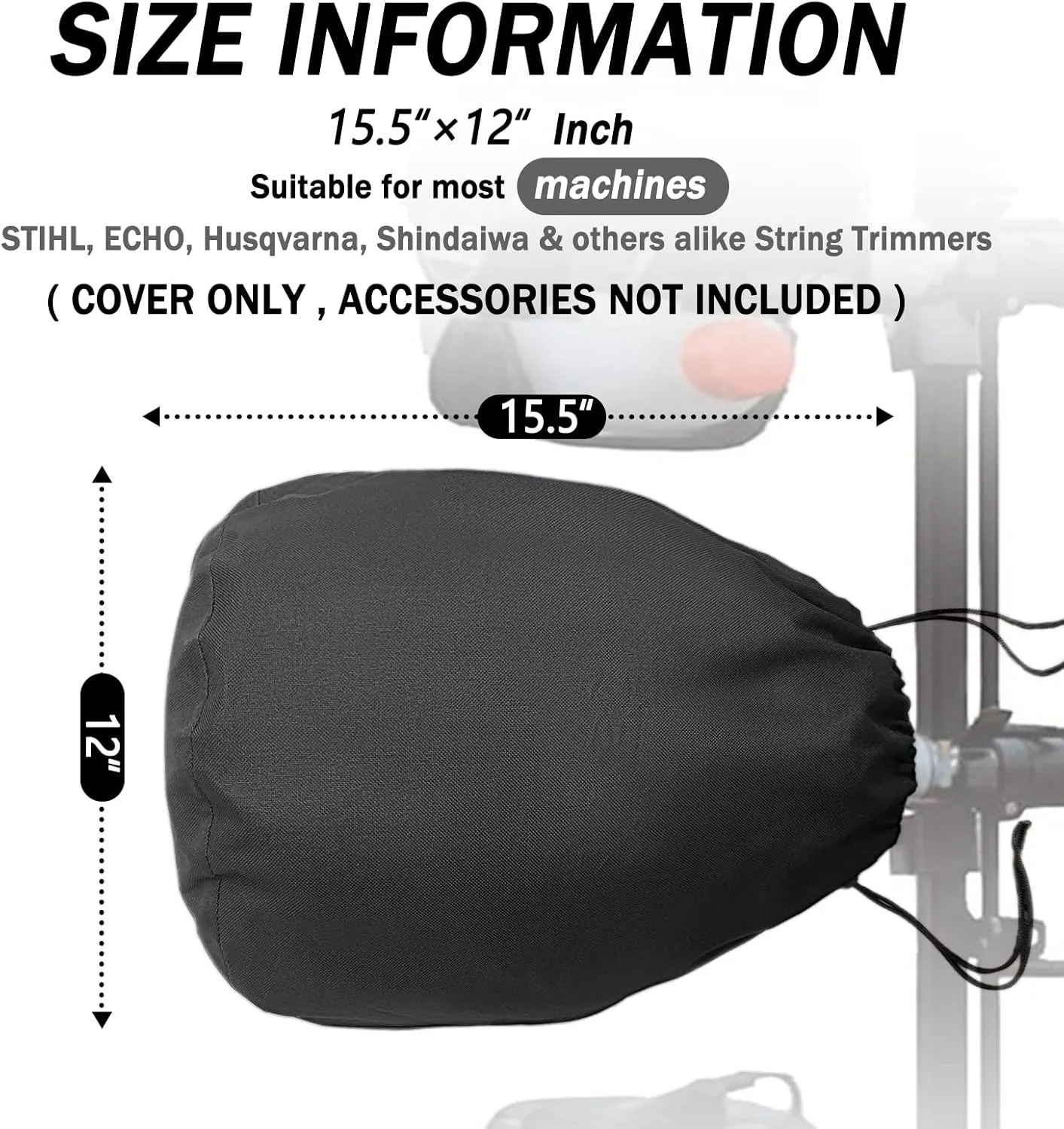 Trimmer Engine Waterproof Cover, [4Pack] 12D x 15.6H inch 420D Heavy-Duty Oxford Ripstop General Weed Eater Edger,Pole Saw,Brush Cutters and Hedge, Weed Eater Covers…