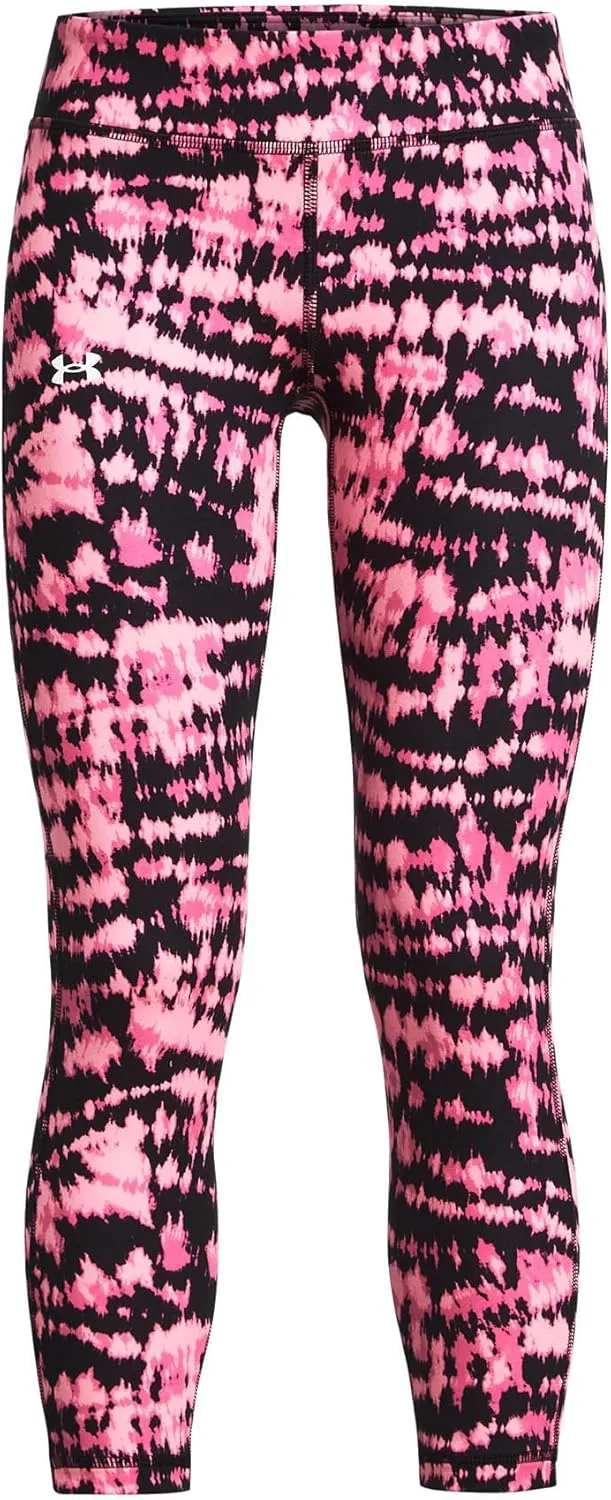 Under Armour Girl's Motion Printed Crop (Big Kids) Fluo Pink/Black/White LG (14-16 Big Kid)