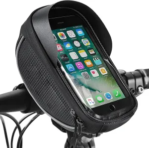 UNICOLD Waterproof Bicycle Storage Bags Reflective Phone Mount Top Tube Bag Bike Phone Case Holder Accessories Cycling Pouch Compatible with iPhone 15,14, 13, 12, Samsung Galaxy Ultra phones Fit 6.5”