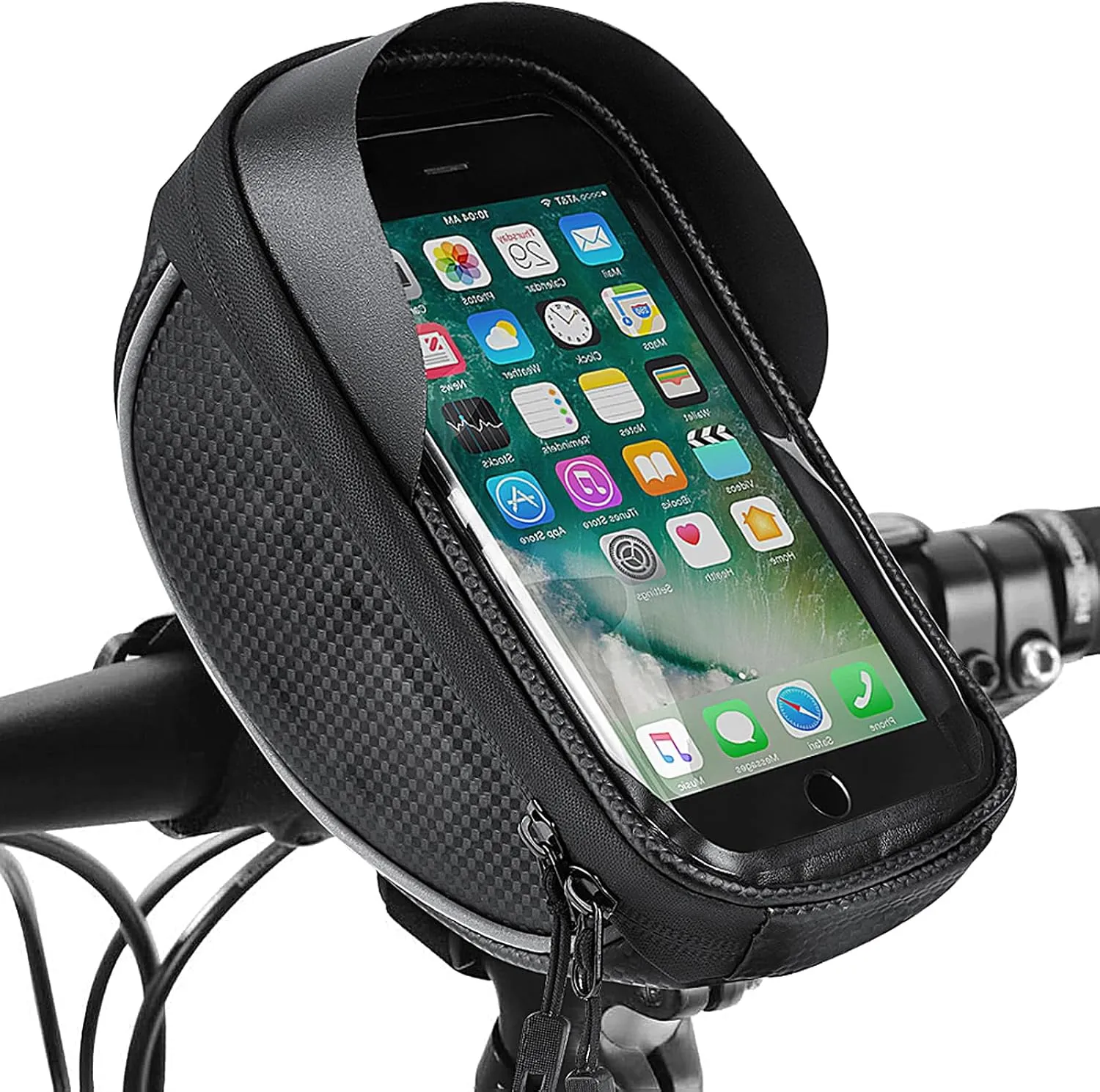 UNICOLD Waterproof Bicycle Storage Bags Reflective Phone Mount Top Tube Bag Bike Phone Case Holder Accessories Cycling Pouch Compatible with iPhone 15,14, 13, 12, Samsung Galaxy Ultra phones Fit 6.5”