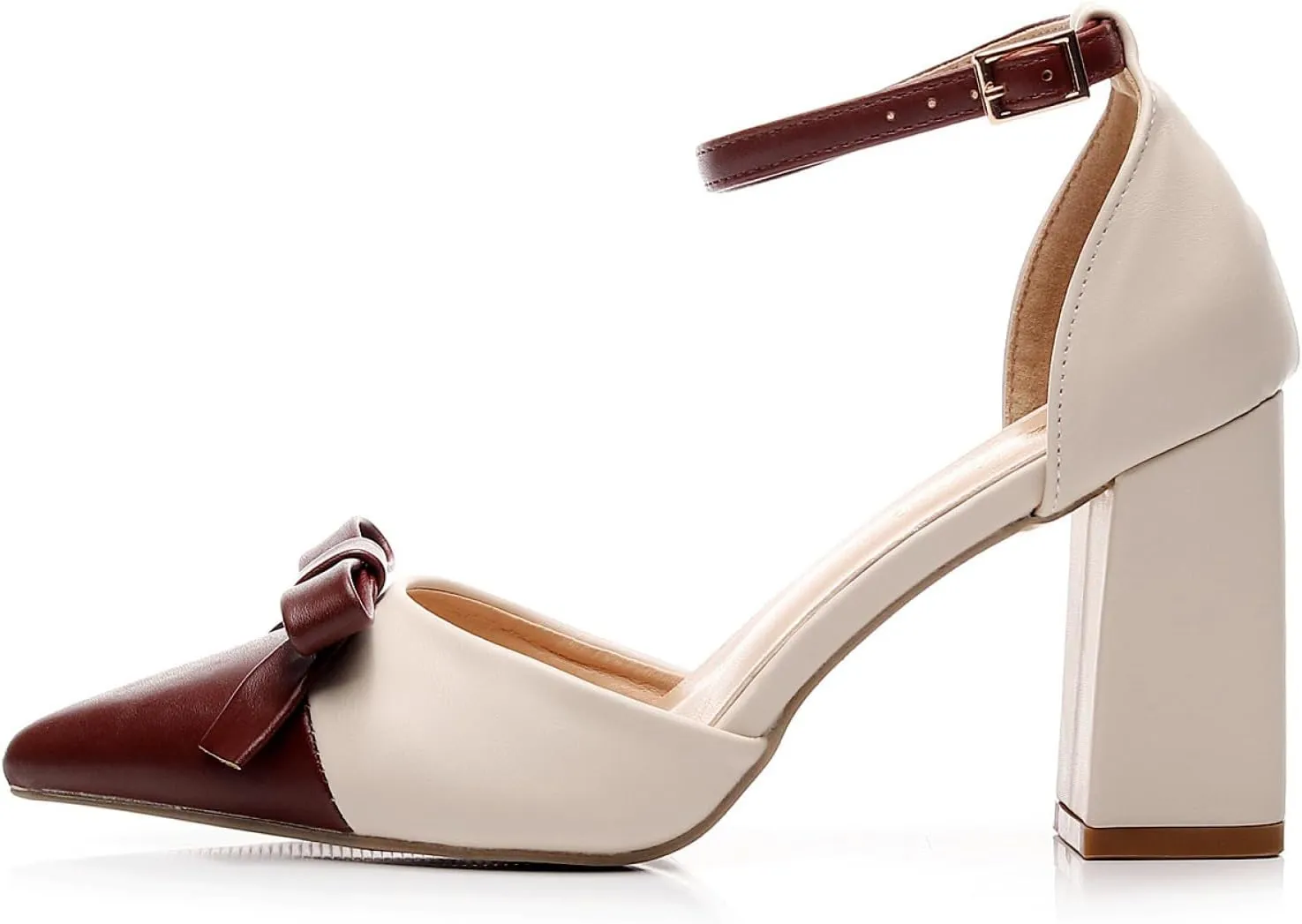VenusCelia Women's Brightest Strap Pump Block Heel Shoe