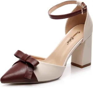 VenusCelia Women's Brightest Strap Pump Block Heel Shoe