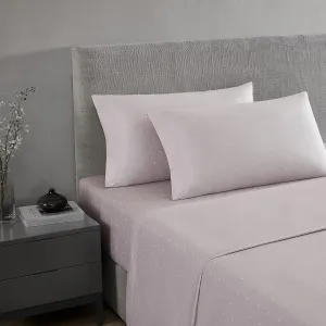 Vera Wang - Queen Sheet Set, Luxury Sateen Cotton Bedding, 800 Thread Count, Soft & Smooth Bedding Set (Eyelet Pink, Queen)