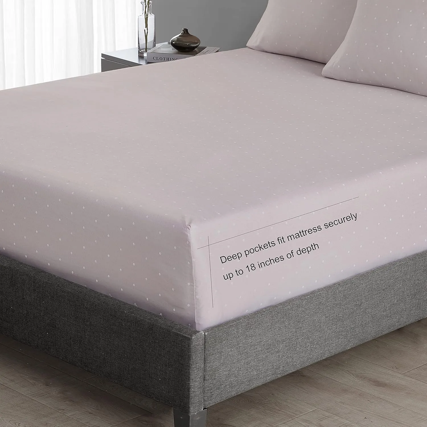 Vera Wang - Queen Sheet Set, Luxury Sateen Cotton Bedding, 800 Thread Count, Soft & Smooth Bedding Set (Eyelet Pink, Queen)