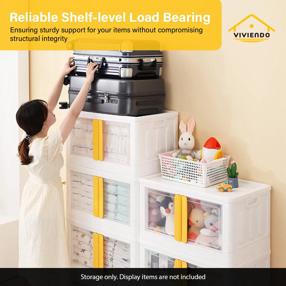 Viviendo 32L Stackable Storage Containers Large Foldable Organizer Storage Wardrobe Boxes - Grey