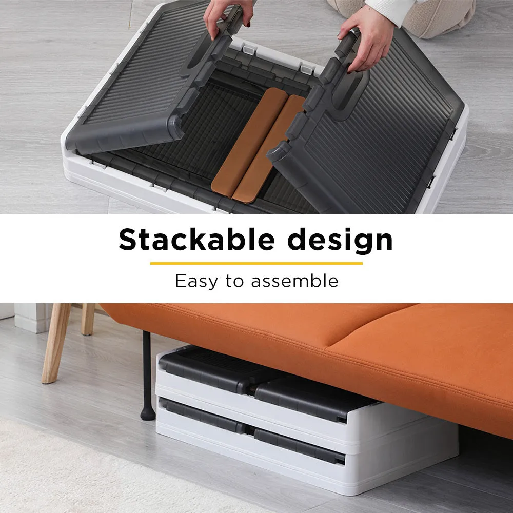 Viviendo 32L Stackable Storage Containers Large Foldable Organizer Storage Wardrobe Boxes - Grey