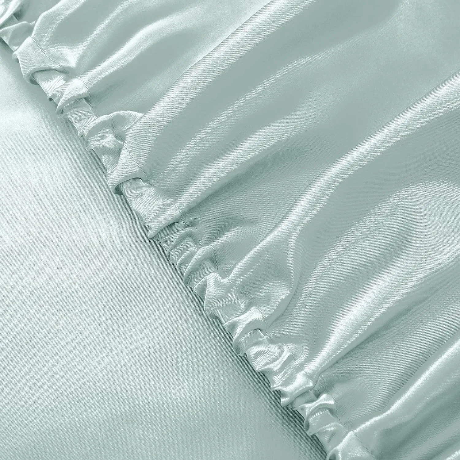 Vonty Satin Sheets Queen Silky Soft Satin Bed Sheets Ice Blue Sheet Set, 1 Deep Pocket Fitted Sheet   1 Flat Sheet   2 Pillowcases