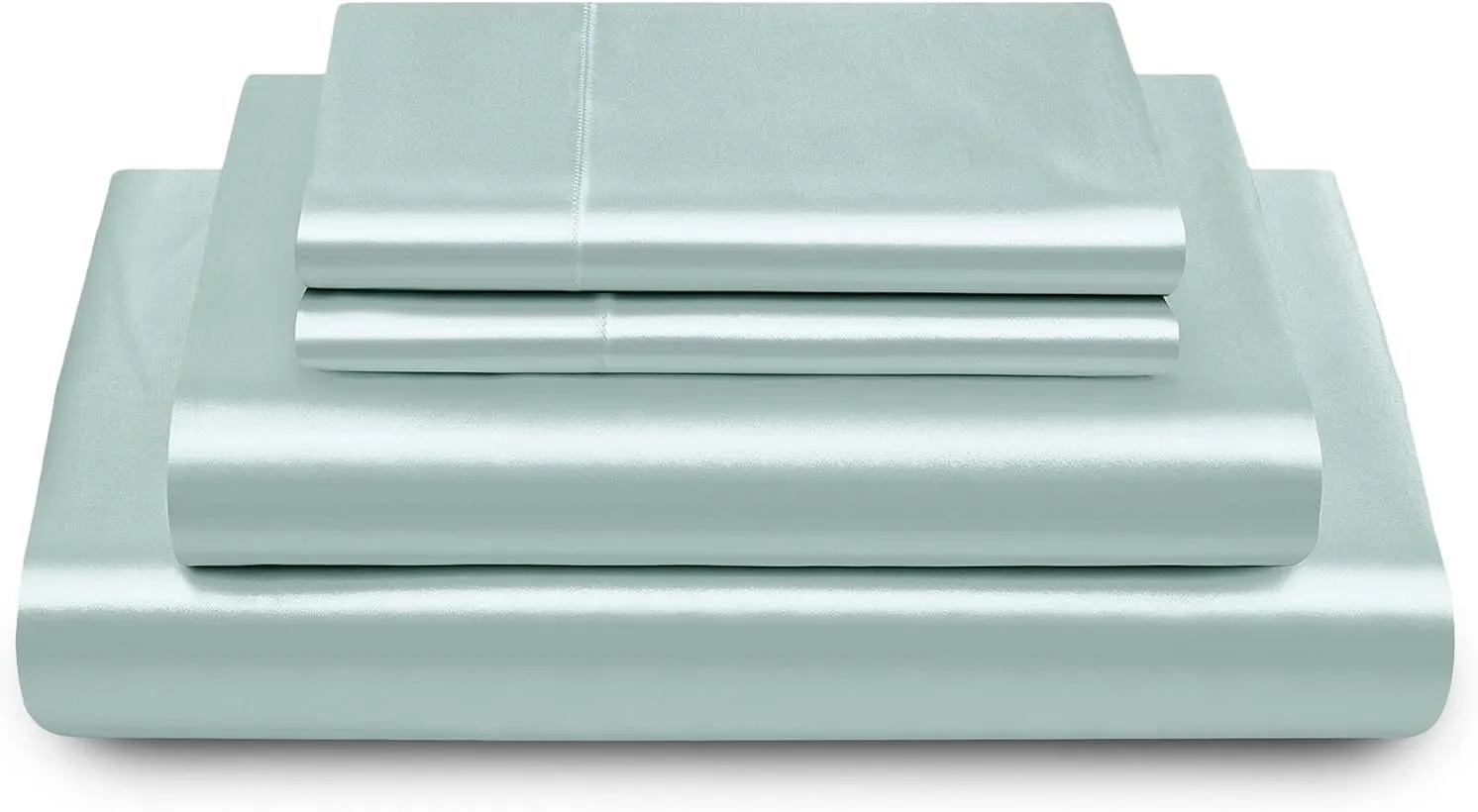 Vonty Satin Sheets Queen Silky Soft Satin Bed Sheets Ice Blue Sheet Set, 1 Deep Pocket Fitted Sheet   1 Flat Sheet   2 Pillowcases