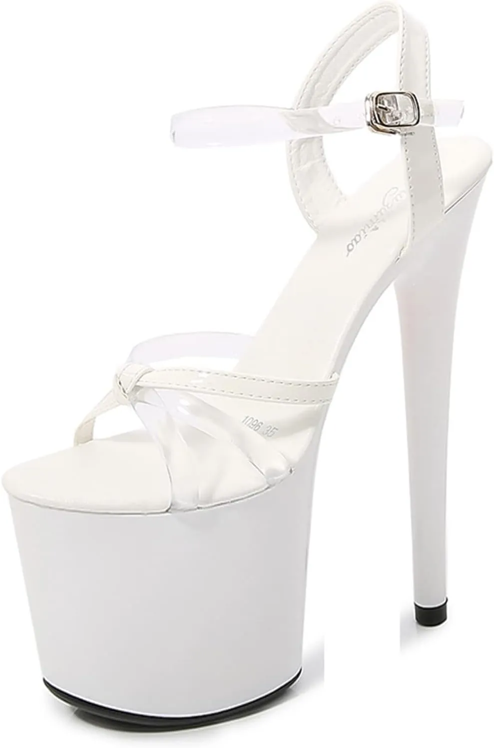 Vujkliy Women's Sandals Round Toe Platform Pump Buckle Stiletto Sandals Sexy Catwalk Nightclub Striptease Plus Size 20 CM/7.87IN Fashion Sandals