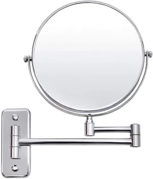 Wall Mounted Makeup Mirror, 3X Magnification 8 Inch Two-Sided Swivel Extendable Bathroom Mirror Wall Mounted Vanity Cosmetic Shaving Mirror