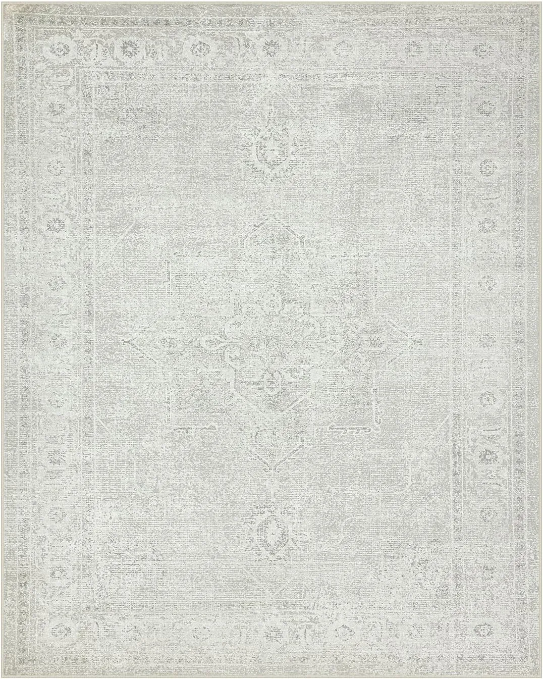 Washable Rugs 5x7 Area Rugs for Living Room,Bedroom,Large Carpets,Ultra Soft Faux Wool Retro Dining Room Rug,Non Slip&Non-Shedding Low Pile Vintage Rugs for Home Office,Concrete Grey