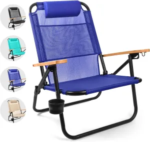 Water Buffalo Bondi Beach Chair – Backpack Beach Chair for Adults with Reclining Positions, Cup Holder & High Back Support