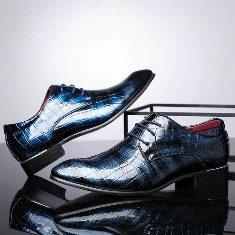 Wedding Shoes Dress shoes Patent leather men's business pointed toe shoes Men Oxfords Lace-Up