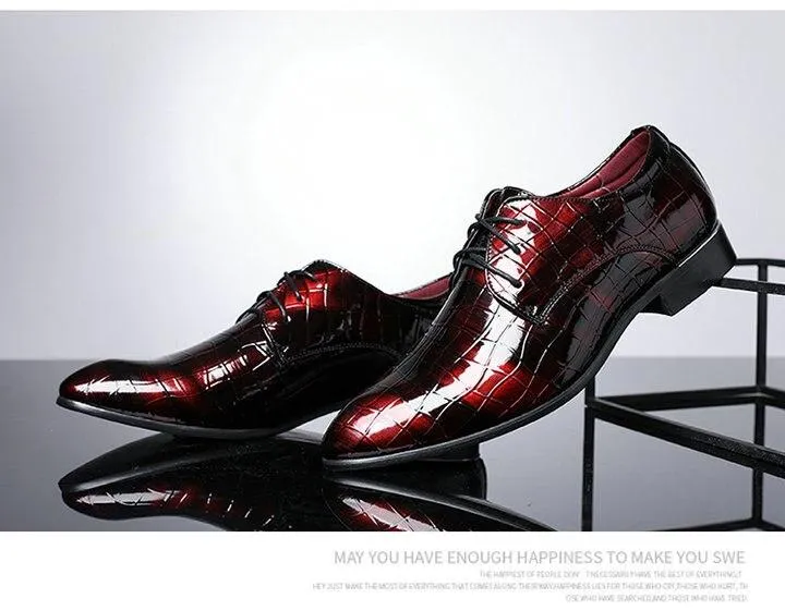 Wedding Shoes Dress shoes Patent leather men's business pointed toe shoes Men Oxfords Lace-Up