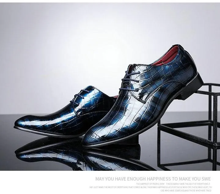 Wedding Shoes Dress shoes Patent leather men's business pointed toe shoes Men Oxfords Lace-Up