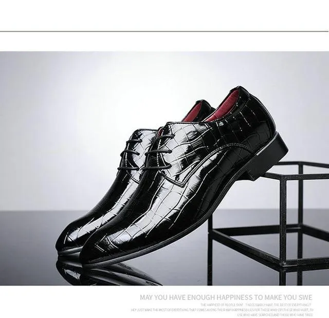Wedding Shoes Dress shoes Patent leather men's business pointed toe shoes Men Oxfords Lace-Up